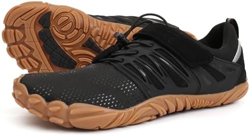 Men's Trail Runnning Barefoot Shoes Zero Drop Sole Black Gum