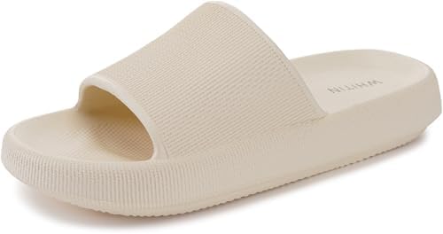 Women's Slides Cushioned Thick Sole Slippers Home Wear Beige