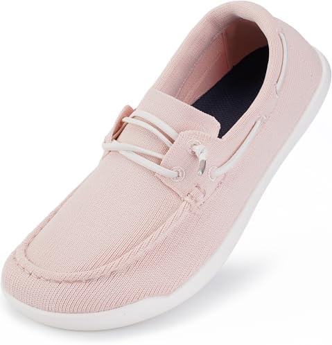 Women's Wide Barefoot Minimalist Loafers Shoes Boat Pink