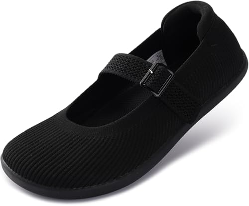 Women's Wide Toe Box Mary Jane Barefoot Flats Zero Drop B…